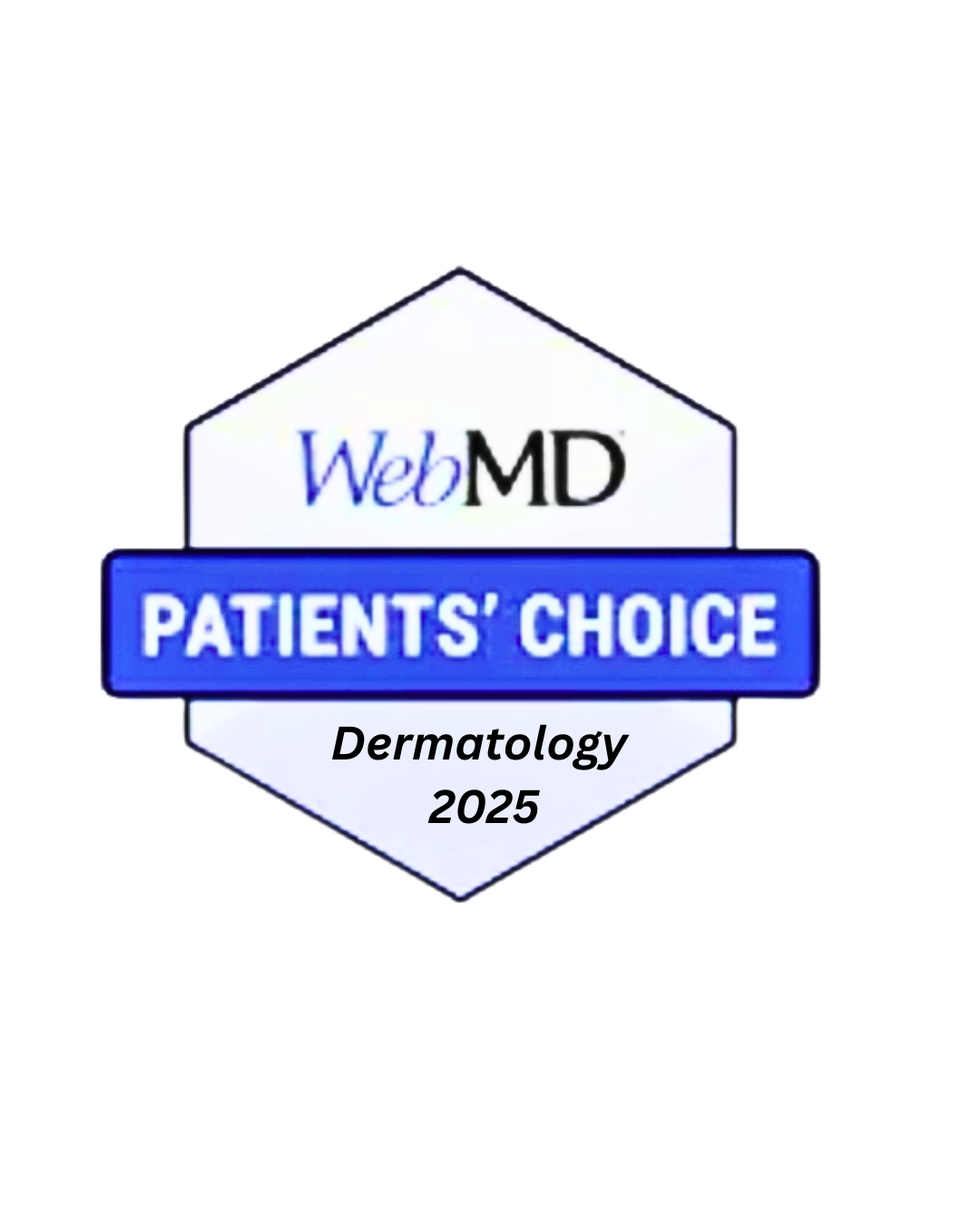 WebMD Patients' Choice award badge for Dermatology 2025, representing Dr. Shiv K. Goel's recognition in patient-centered healthcare excellence.