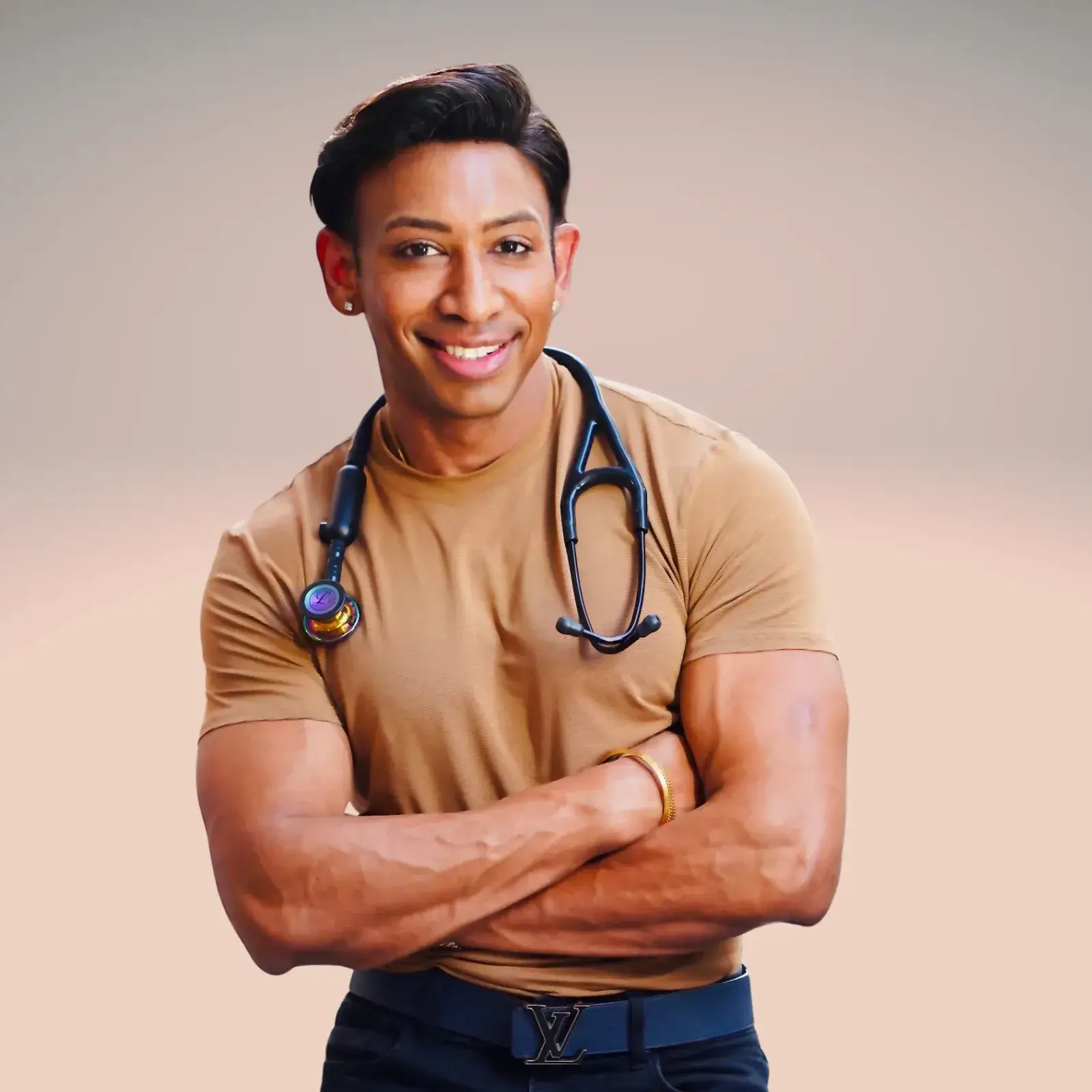 Doctor with stethoscope illustrating B12 injection treatment and personalized care.
