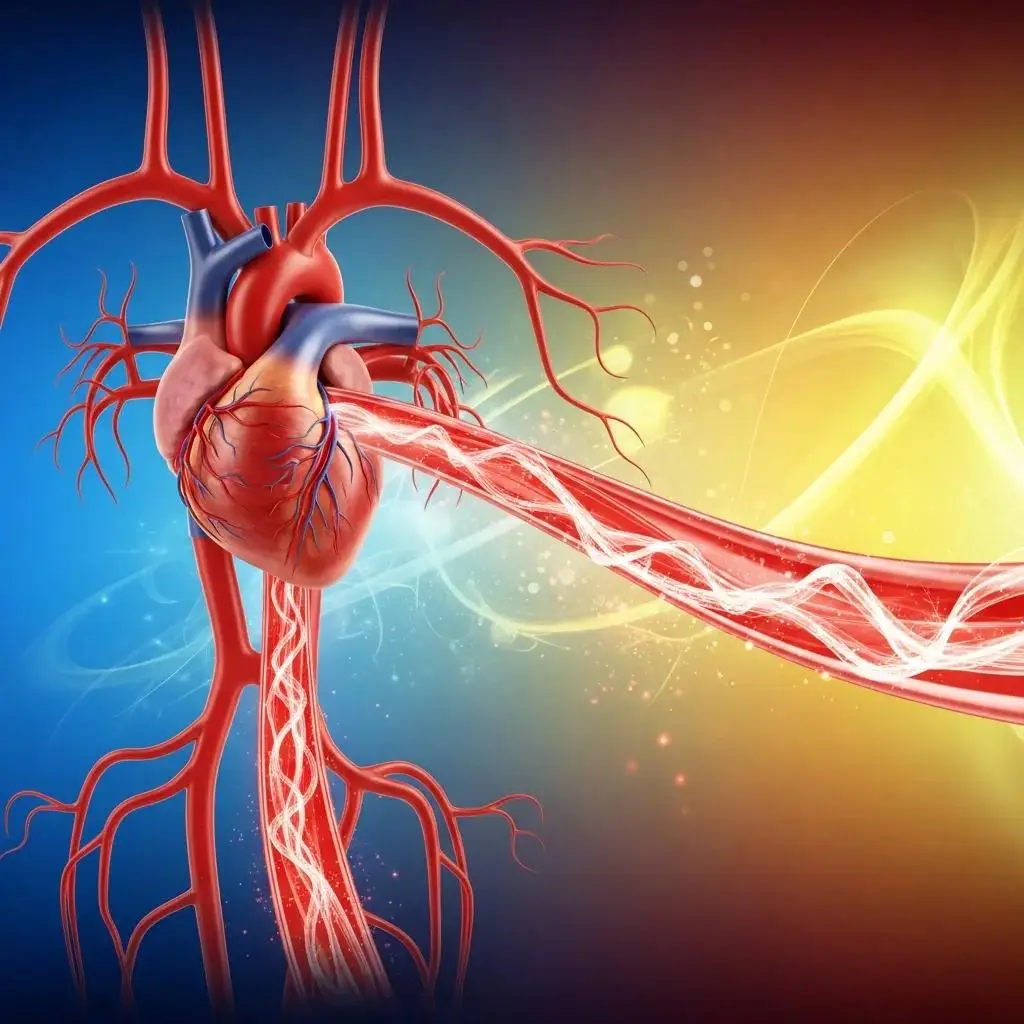 Illustration of vascular health and blood flow impact on erectile function.
